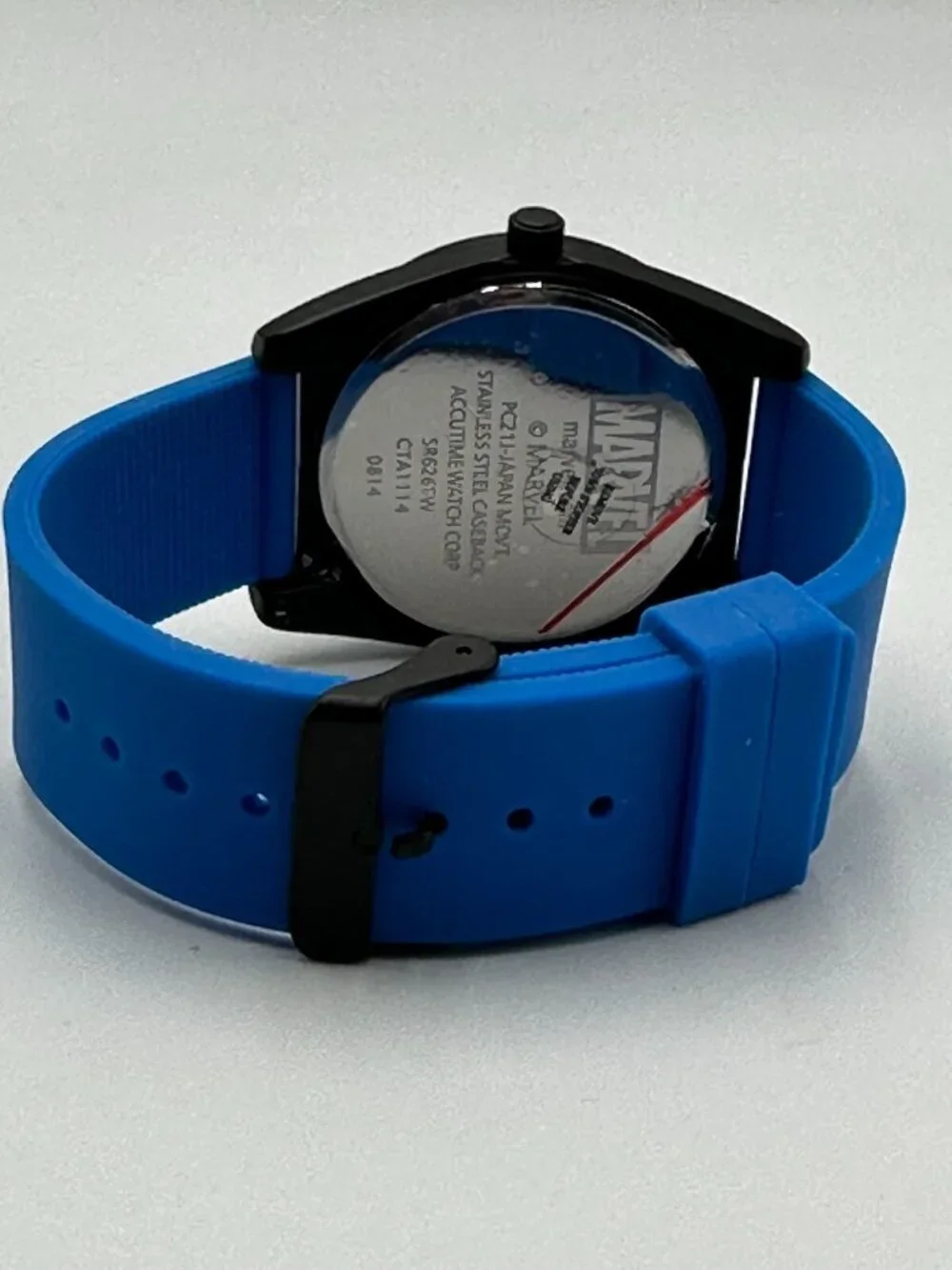 3/$30 Marvel Captain America Watch Men Black Case Blue Silicone Band 9.5